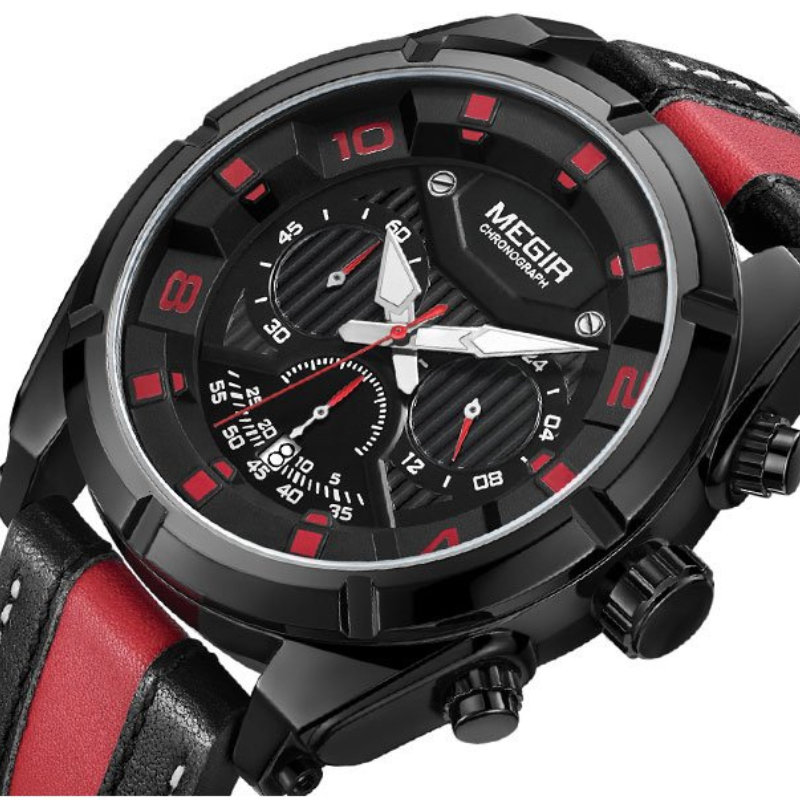 Luxury Leather Military Sport Chronograph Watch