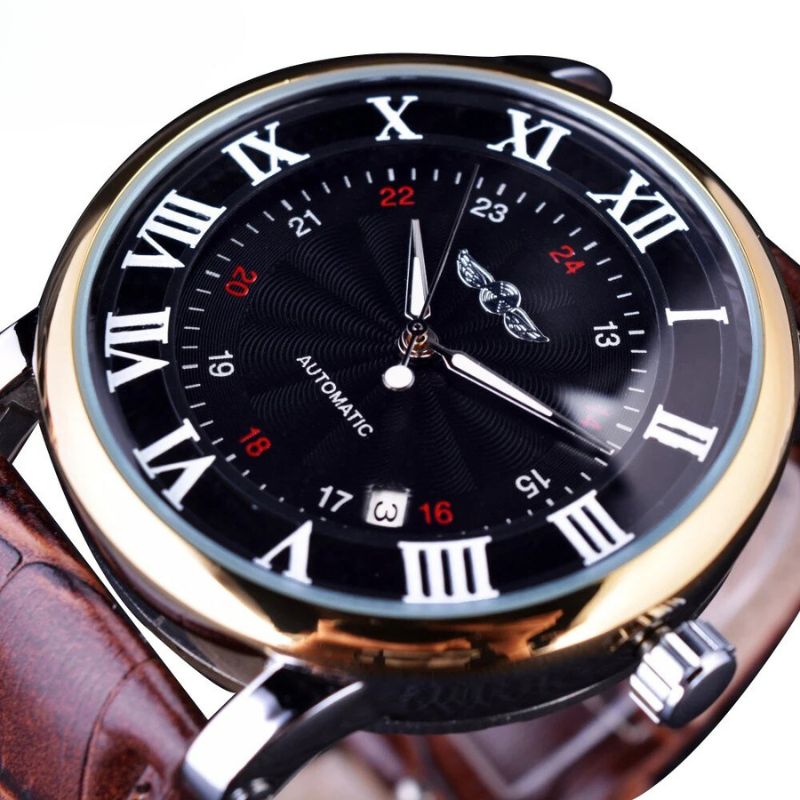 Fashion Luxury Leather Full Automatic Mechanical Watch