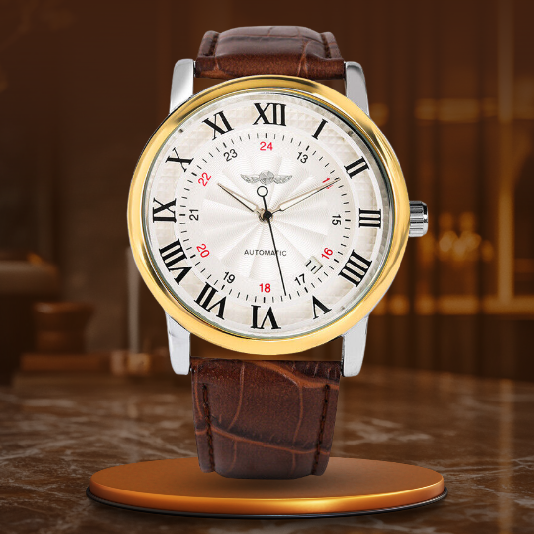 Fashion Luxury Leather Full Automatic Mechanical Watch