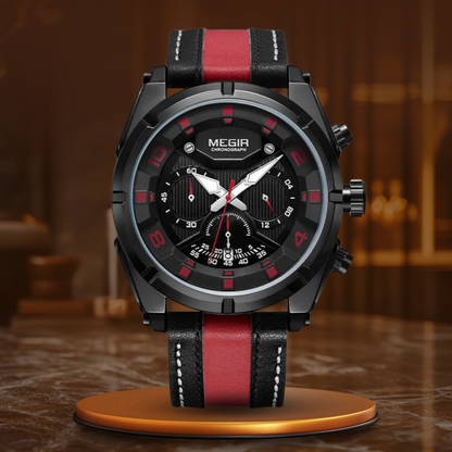 Luxury Leather Military Sport Chronograph Watch