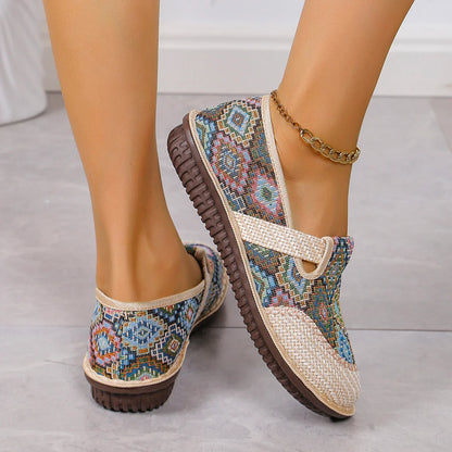 Panama Weave Slip-On shoes with jute weave design, natural hemp upper, and durable rubber sole for comfort and style.