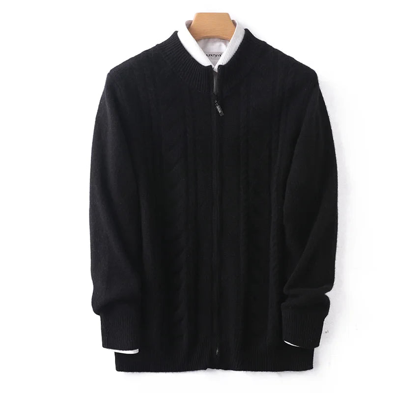 Mock Neck Zippered Chasmere Knit