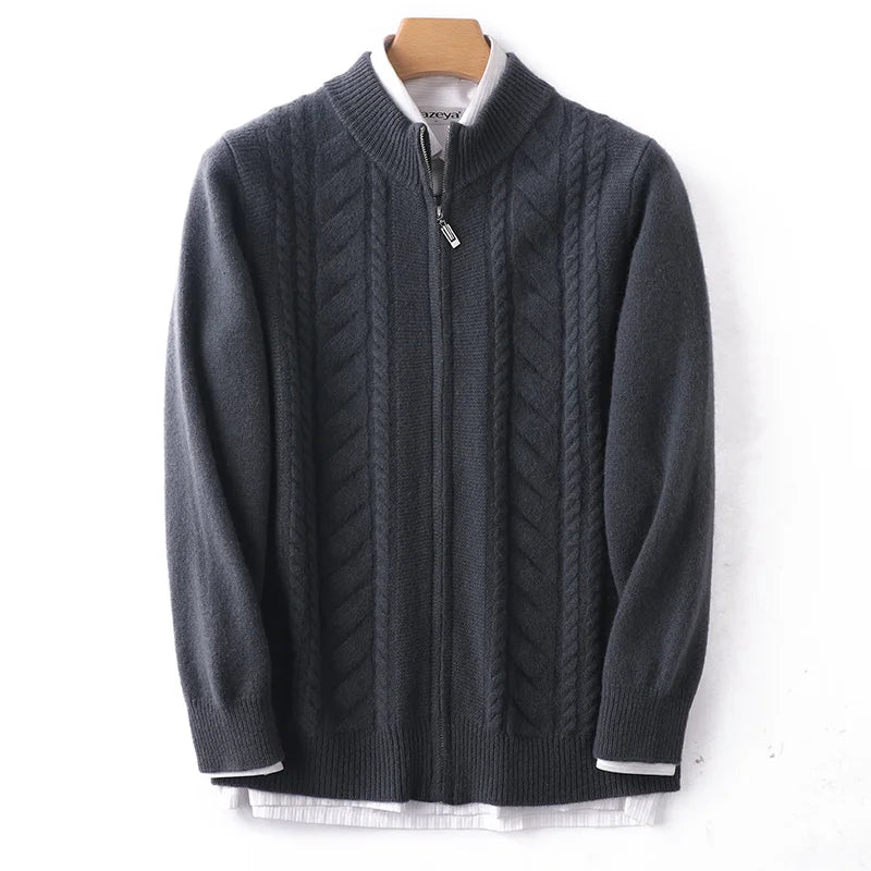 Mock Neck Zippered Chasmere Knit