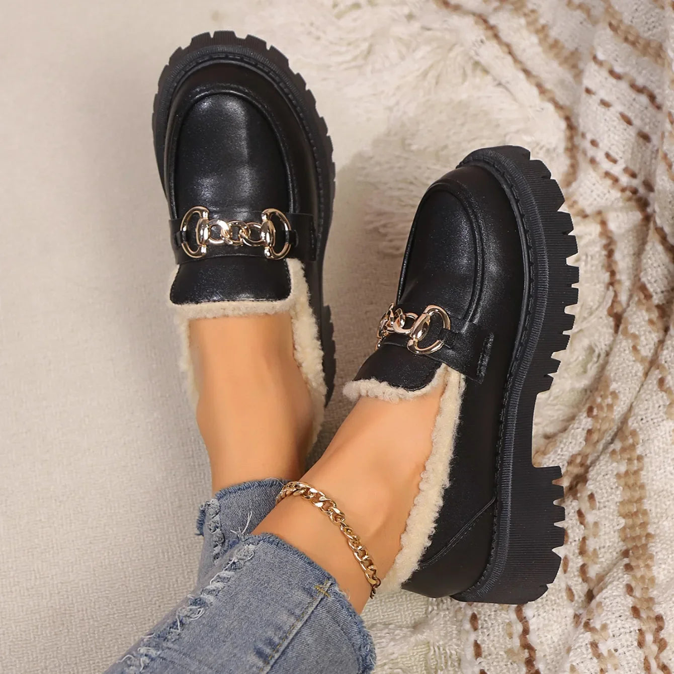 Sherpa Lined Platform Loafer