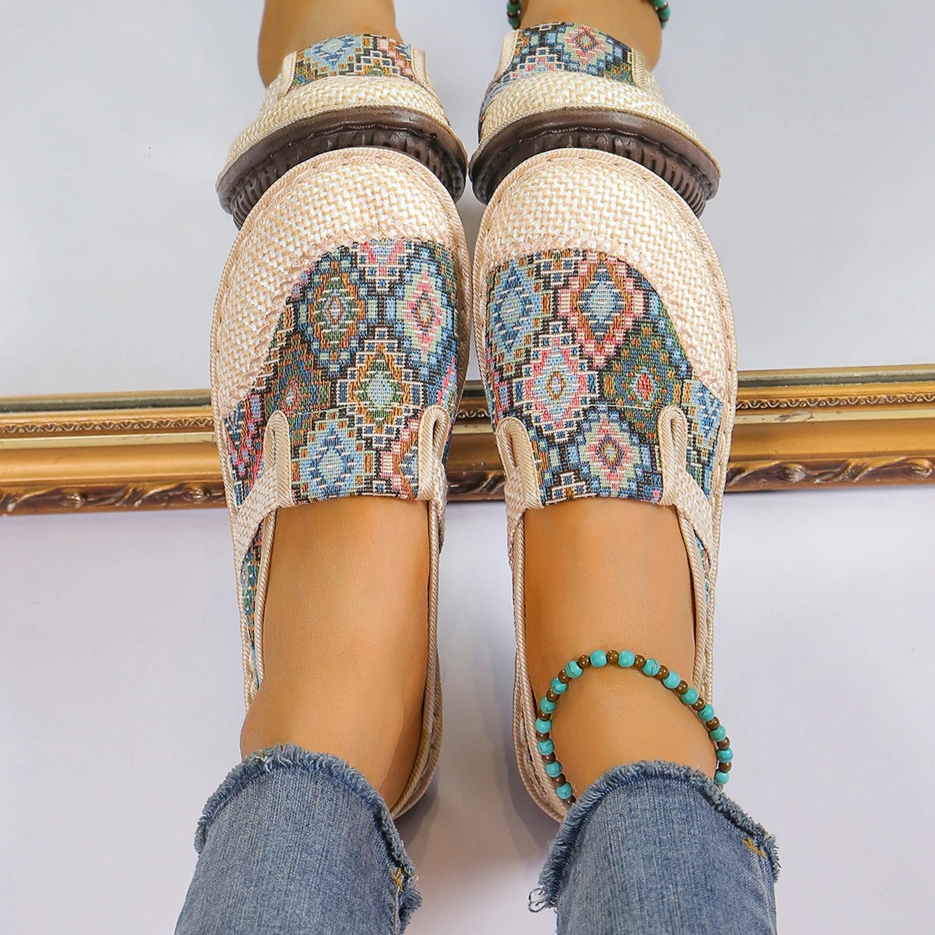 Panama Weave Slip-On shoes with jute weave design, natural hemp upper, and durable rubber sole for comfort and style.