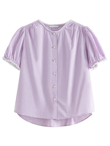 Amélie Violette Cotton Blouse