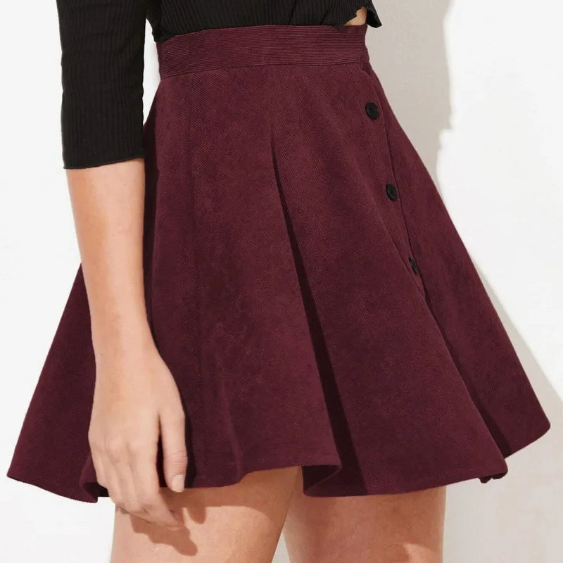 Autumn A-Line Corduroy Skirt