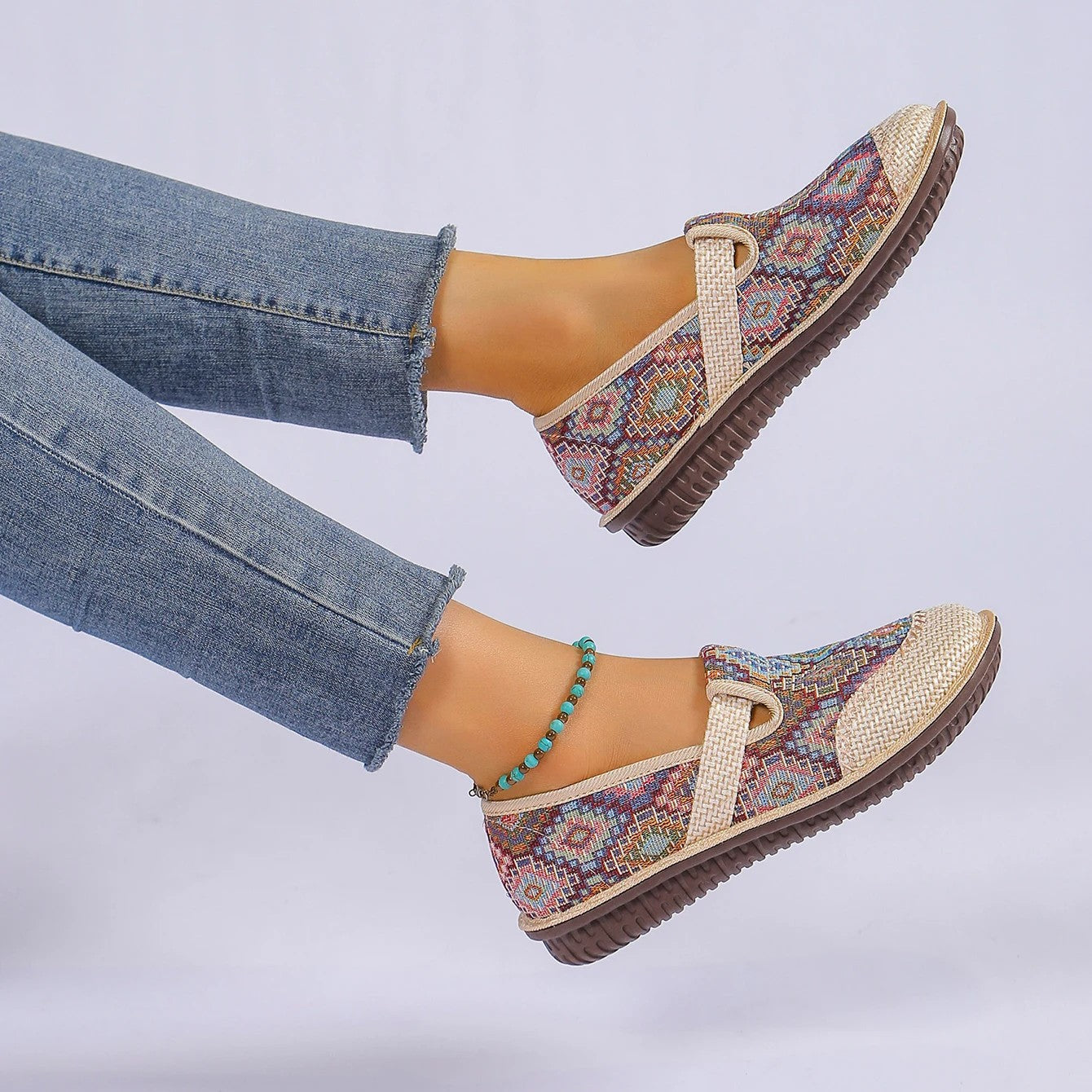 Panama Weave Slip-On shoes with jute weave design, natural hemp upper, and durable rubber sole for comfort and style.