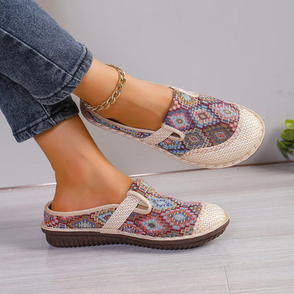 Panama Weave Slip-On shoes with jute weave design, natural hemp upper, and durable rubber sole for comfort and style.