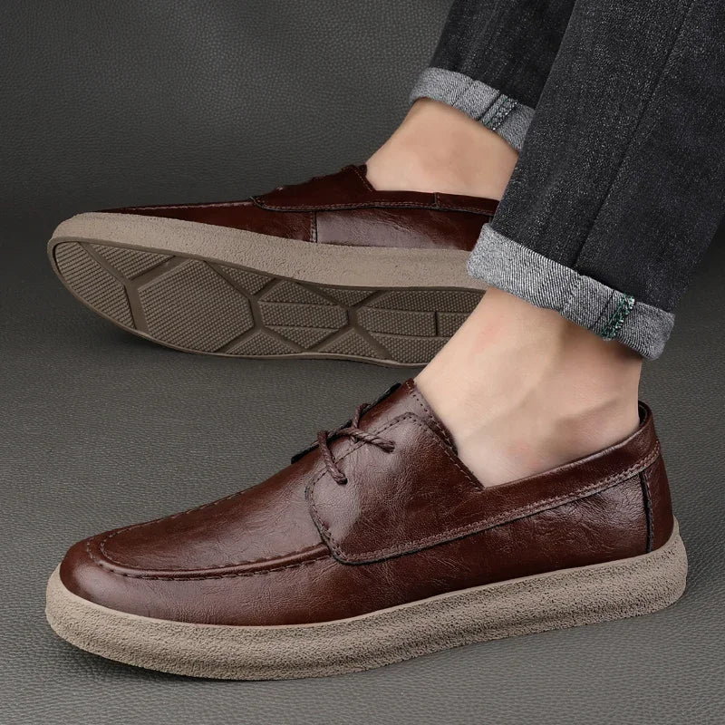 Open Laced Leather Loafer