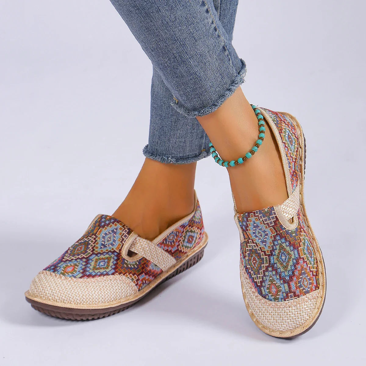 Panama Weave Slip-On shoes with jute weave design, natural hemp upper, and durable rubber sole for comfort and style.