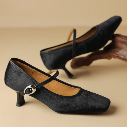 Mary Jane Square Toe Mules