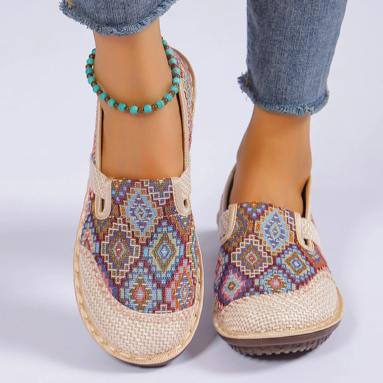 Panama Weave Slip-On shoes with jute weave design, natural hemp upper, and durable rubber sole for comfort and style.