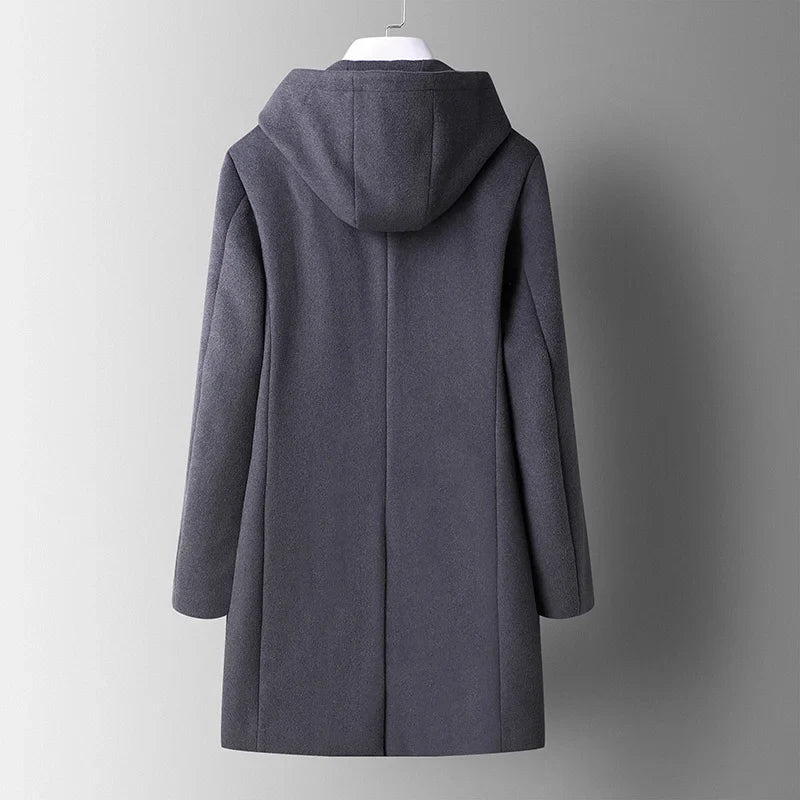 Hudson Hooded Wool Overcoat